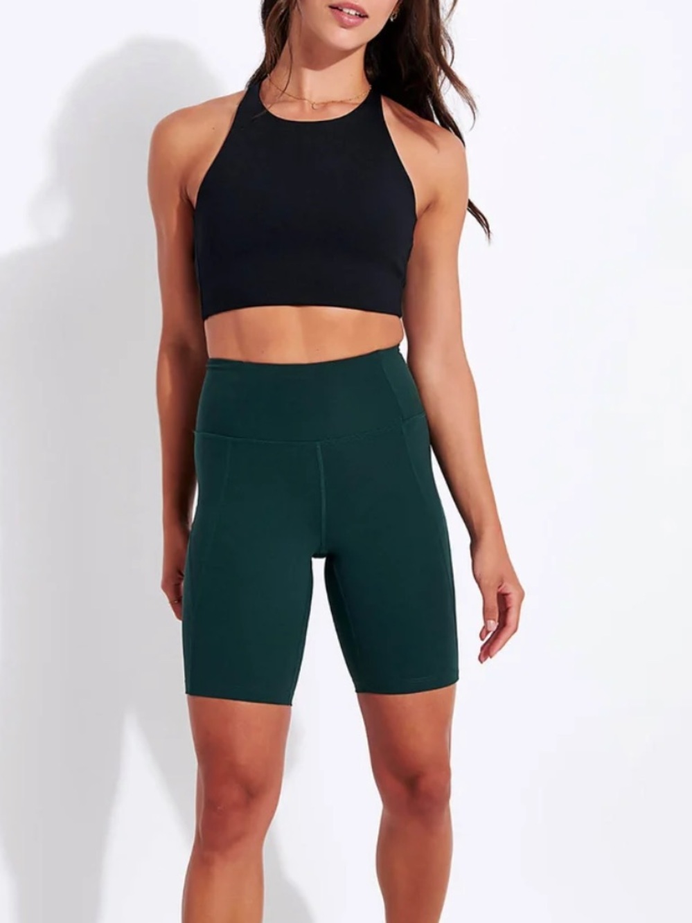Girlfriend Collective Green Bike Shorts High Waist